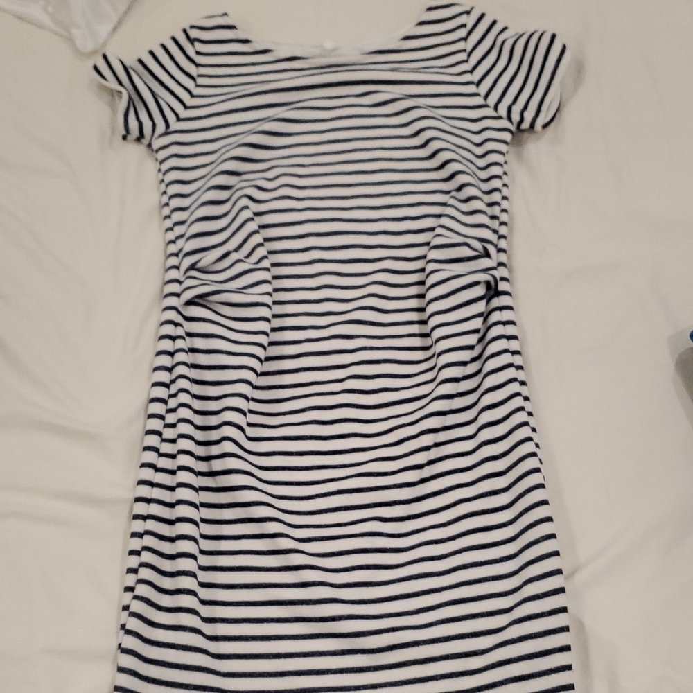 Pink Blush Striped Navy and White Maternity Dress